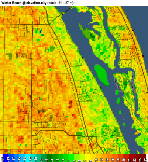 Winter Beach elevation map