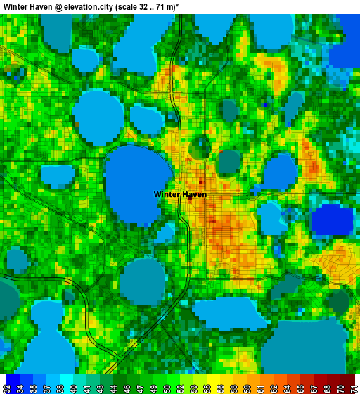 Winter Haven elevation map