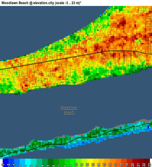 Woodlawn Beach elevation map