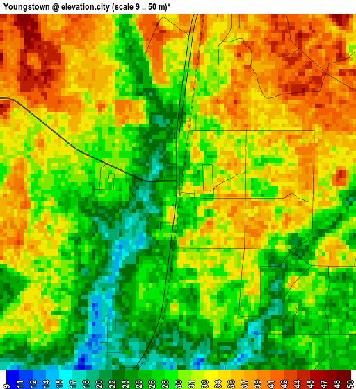 Youngstown elevation map