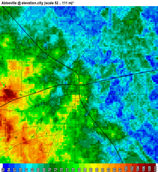 Abbeville elevation map