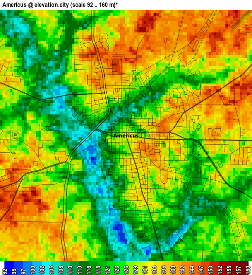 Americus elevation map