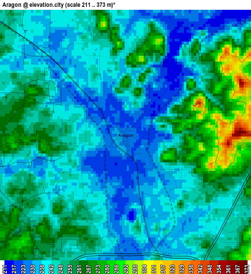 Aragon elevation map