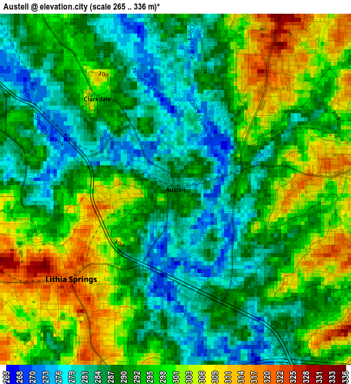 Austell elevation map