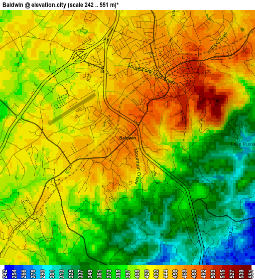 Baldwin elevation map