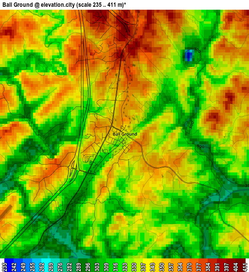 Ball Ground elevation map