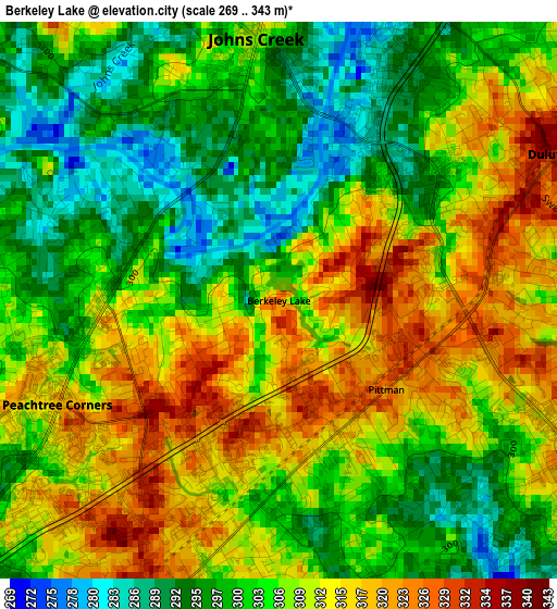 Berkeley Lake elevation map