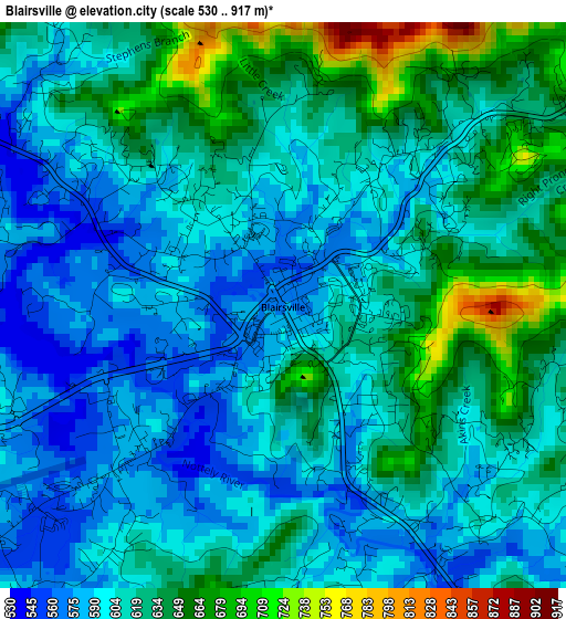 Blairsville elevation map