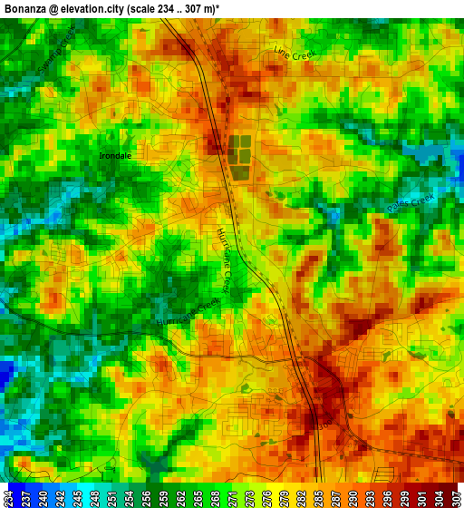 Bonanza elevation map