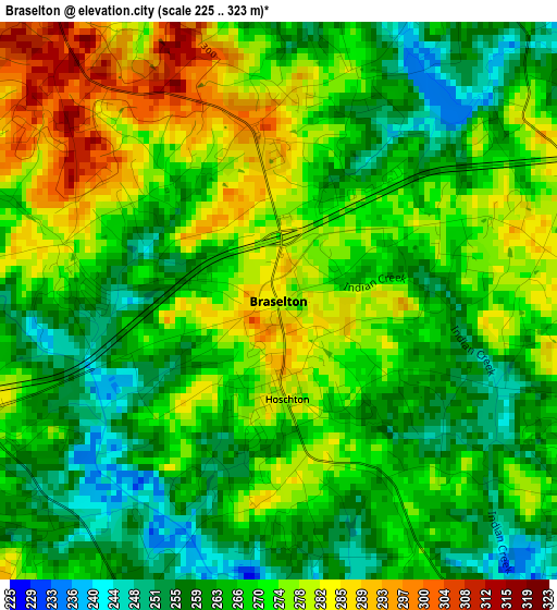 Braselton elevation map