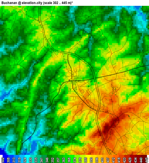 Buchanan elevation map