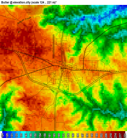 Butler elevation map