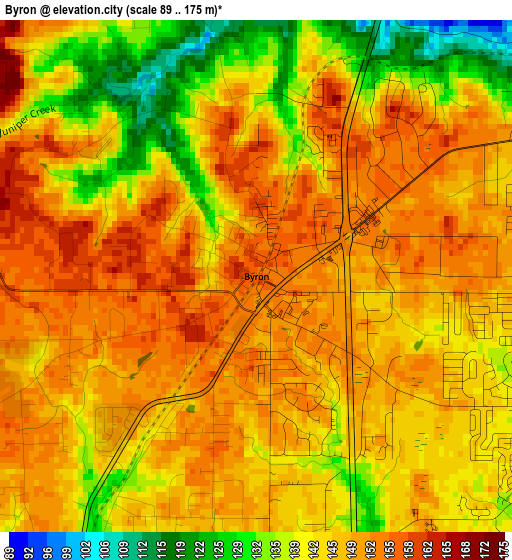 Byron elevation map