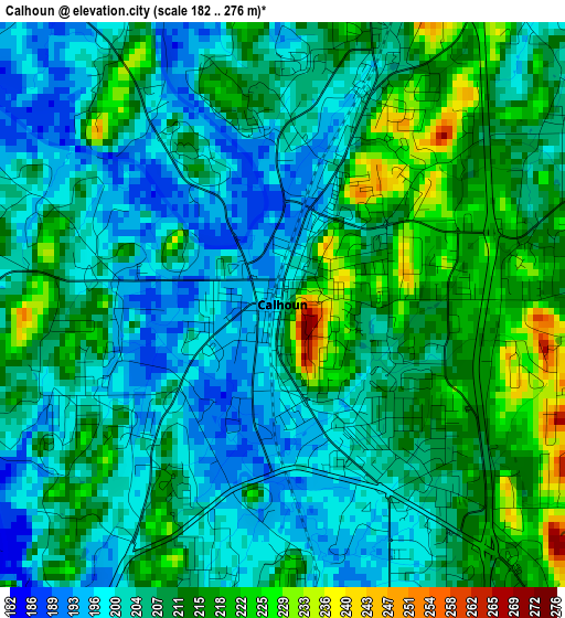 Calhoun elevation map