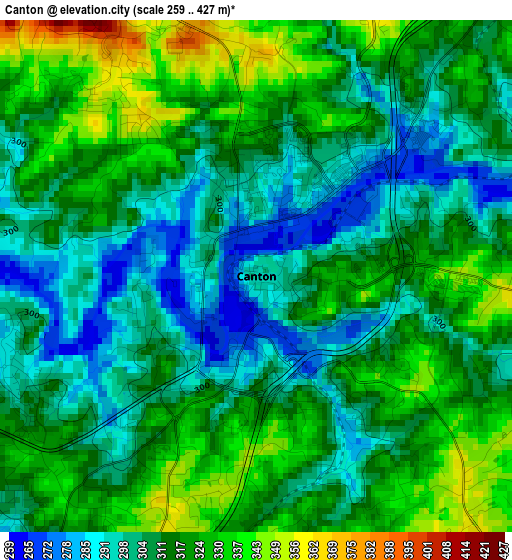 Canton elevation map