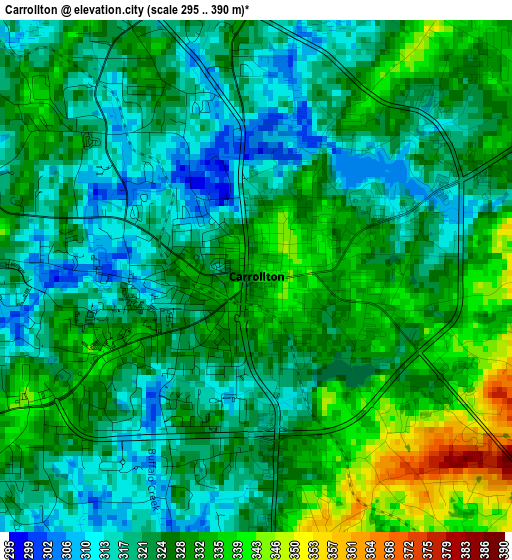 Carrollton elevation map