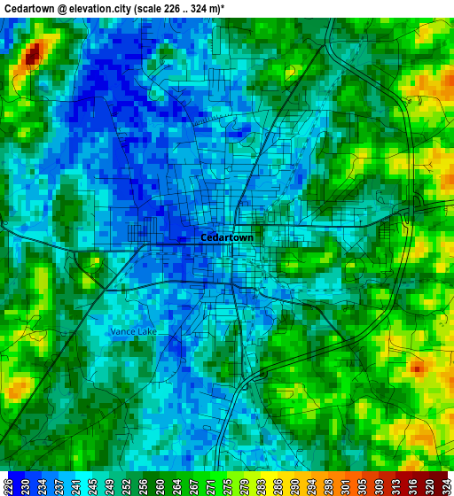 Cedartown elevation map