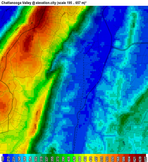 Chattanooga Valley elevation map