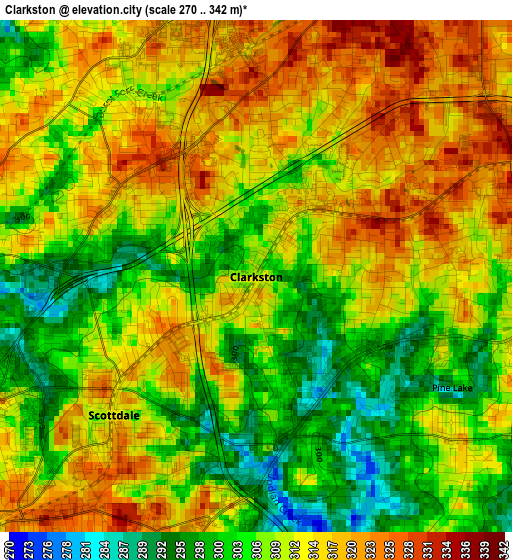 Clarkston elevation map