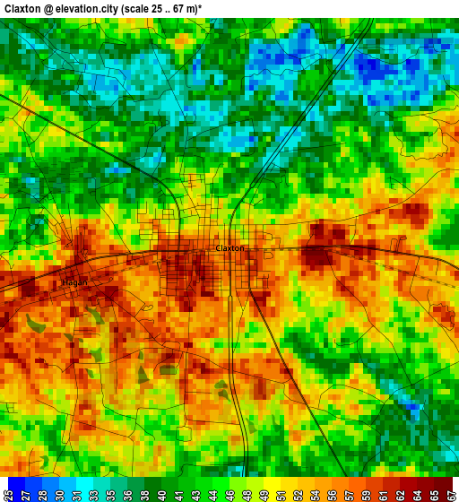 Claxton elevation map