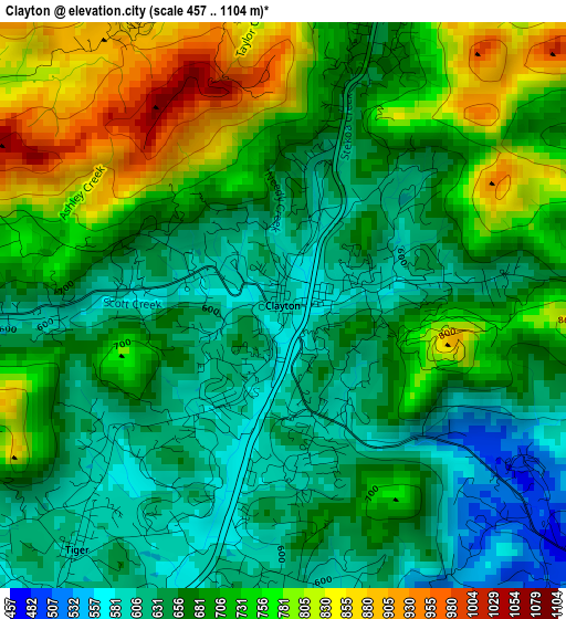 Clayton elevation map