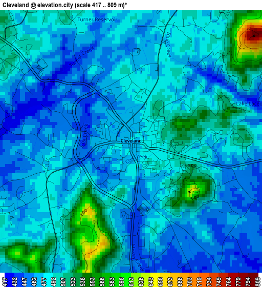 Cleveland elevation map