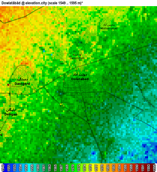 Dowlatābād elevation map
