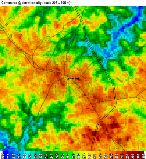 Commerce elevation map