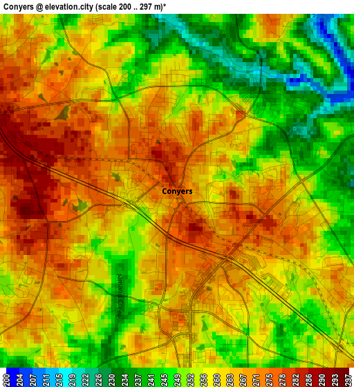 Conyers elevation map