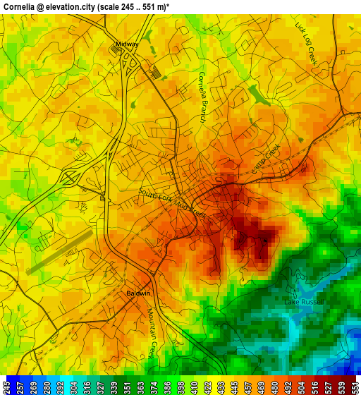 Cornelia elevation map