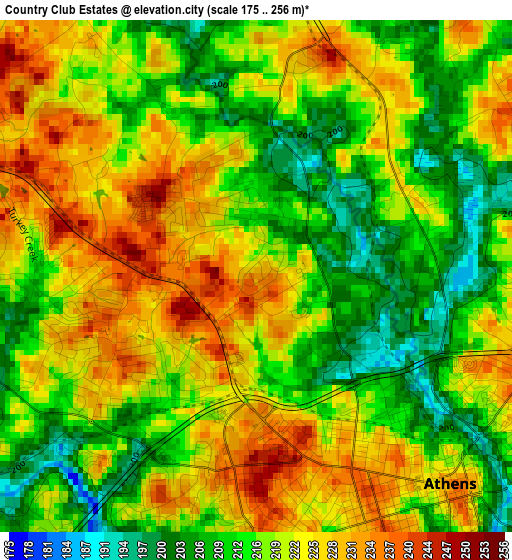 Country Club Estates elevation map