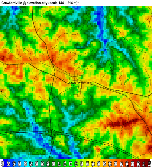 Crawfordville elevation map