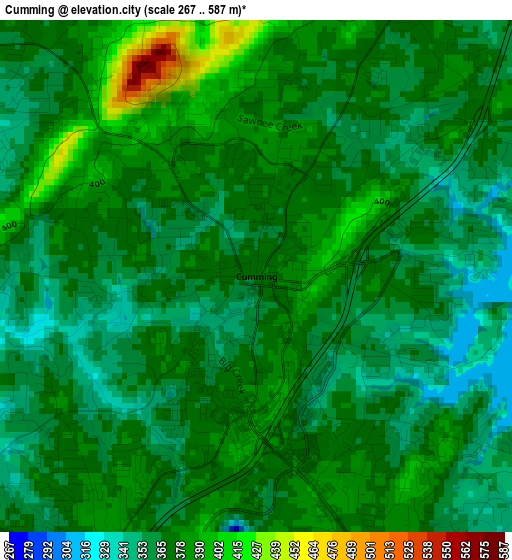 Cumming elevation map