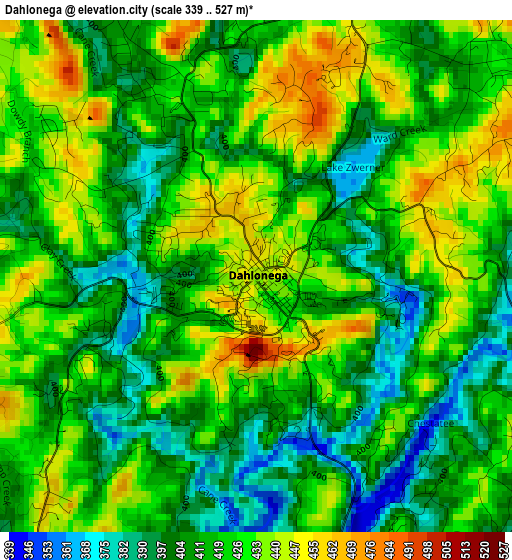 Dahlonega elevation map