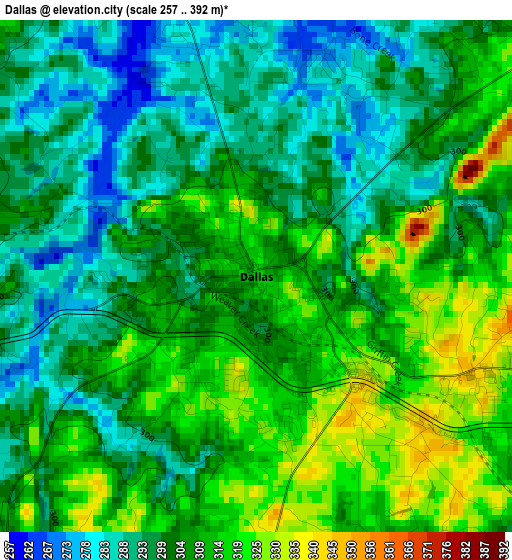 Dallas elevation map