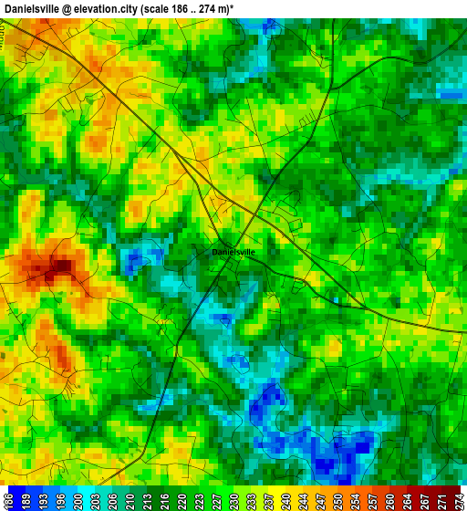 Danielsville elevation map