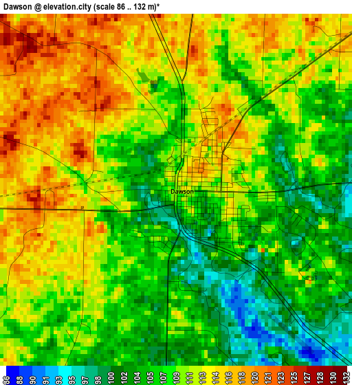 Dawson elevation map