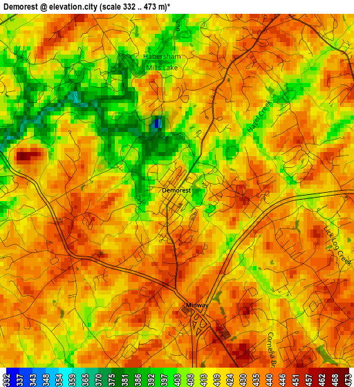 Demorest elevation map