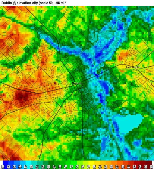 Dublin elevation map