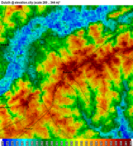 Duluth elevation map