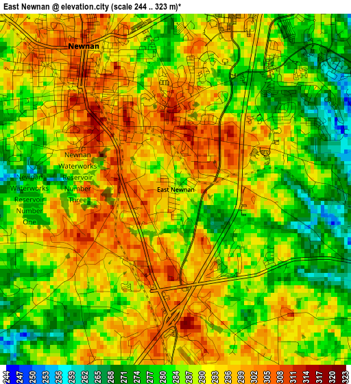 East Newnan elevation map