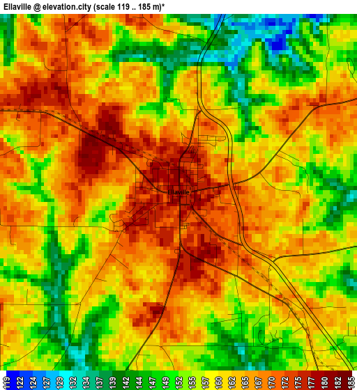 Ellaville elevation map