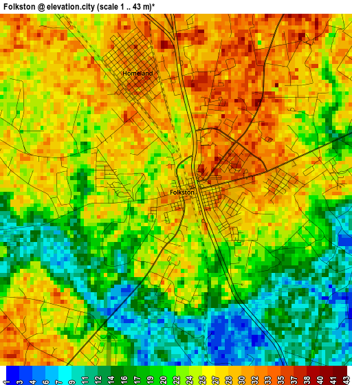 Folkston elevation map