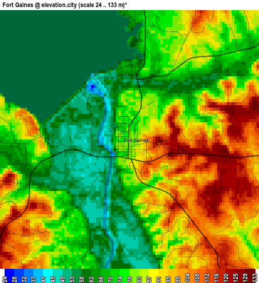 Fort Gaines elevation map