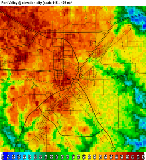 Fort Valley elevation map