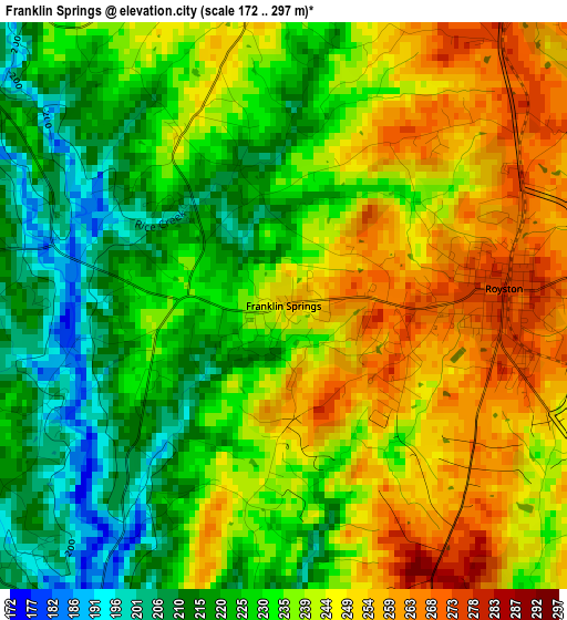 Franklin Springs elevation map