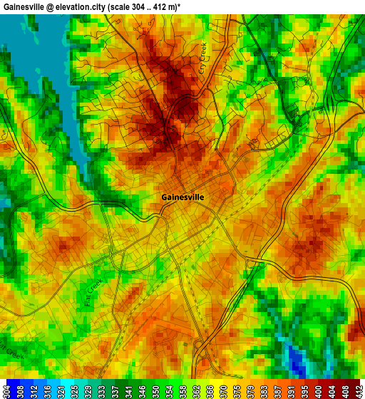 Gainesville elevation map