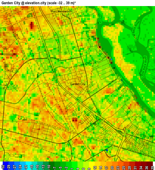 Garden City elevation map