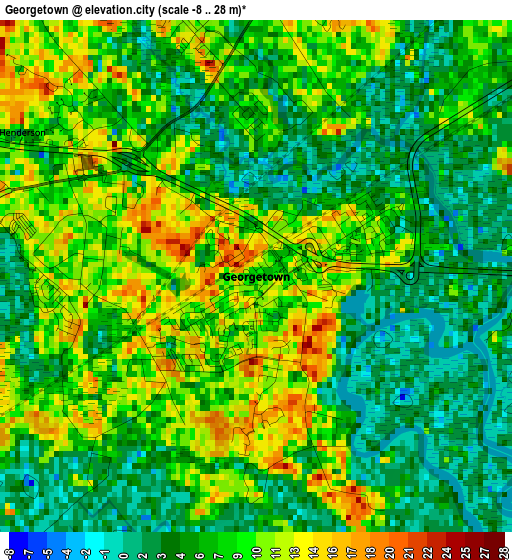 Georgetown elevation map