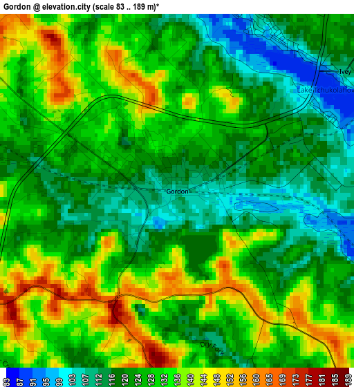 Gordon elevation map